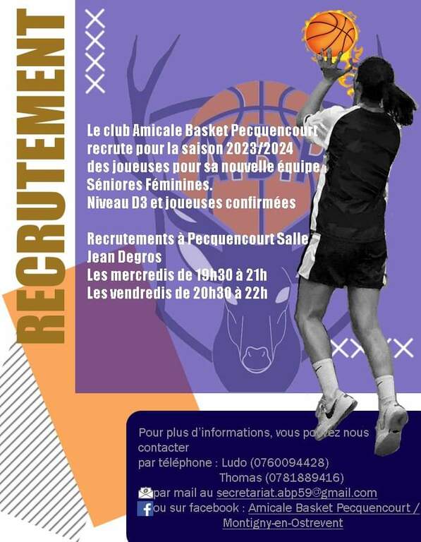 L'Amicale Basket Pecquencourt recrute 🏀🏀